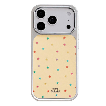 For iPhone 17 Pro Electroplated Silver Frame Glitter Embossed Phone Case - Colorful Stars - EDA009745002I