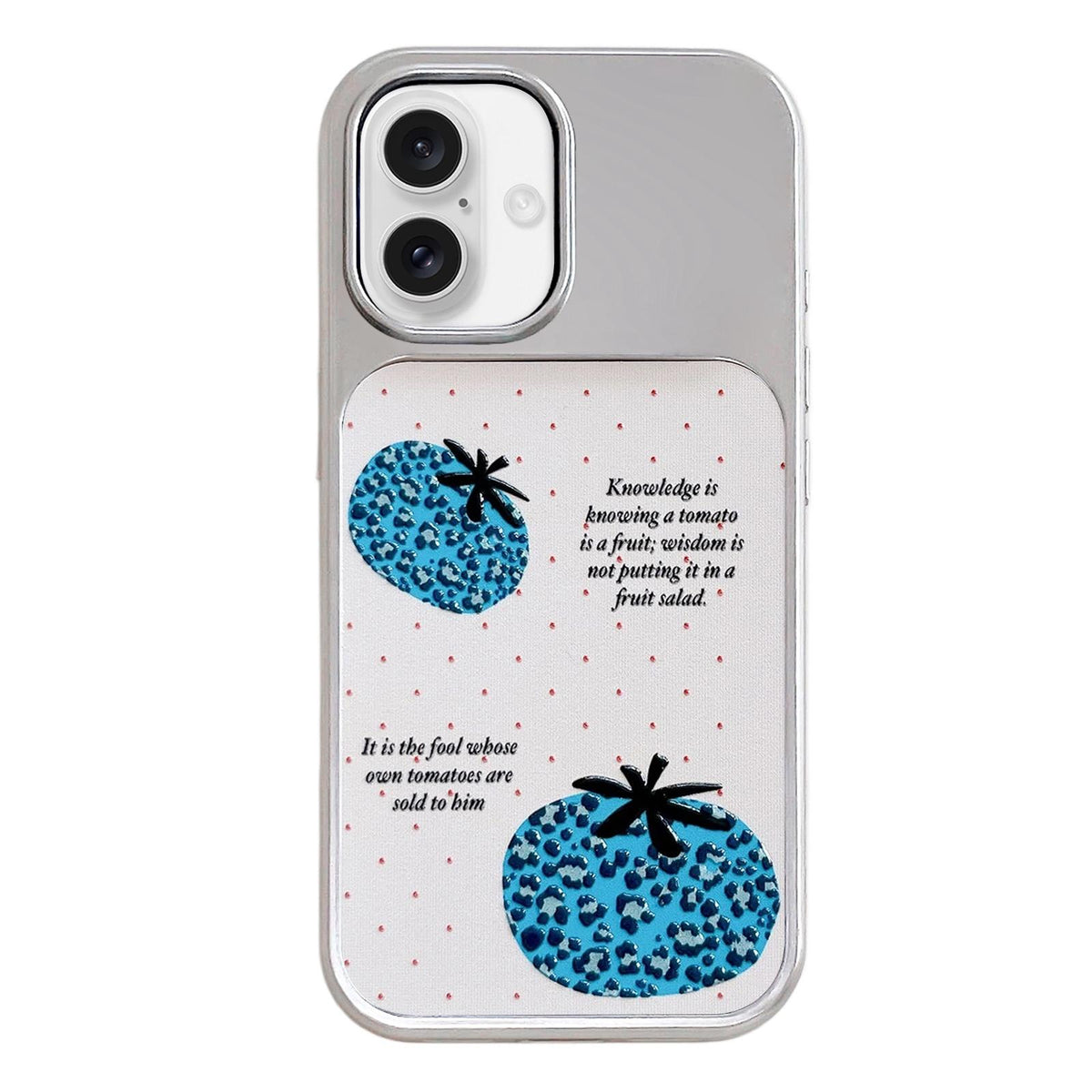 For iPhone 17 Electroplated Silver Frame Glitter Embossed Phone Case - Leopard Tomato - EDA009745003A