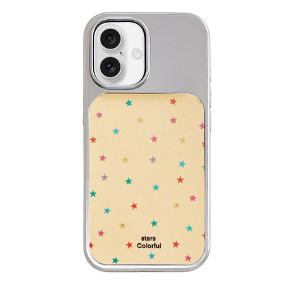 For iPhone 17 Electroplated Silver Frame Glitter Embossed Phone Case - Colorful Stars - EDA009745003I