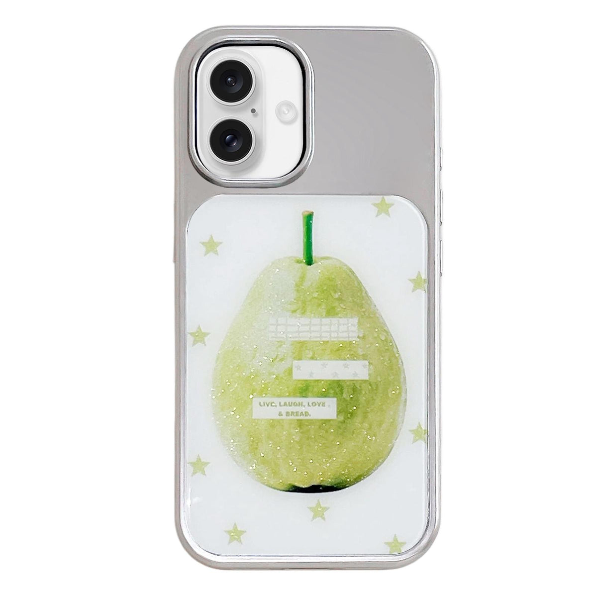 For iPhone 17 Electroplated Silver Frame Glitter Embossed Phone Case - Guava - EDA009745003Q