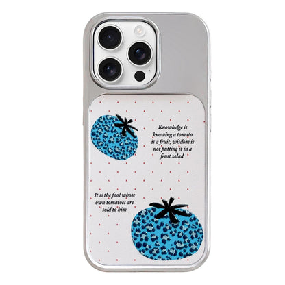 For iPhone 16 Pro Electroplated Silver Frame Glitter Embossed Phone Case - Leopard Tomato - EDA009745005A