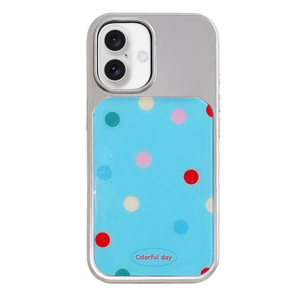 For iPhone 16 Electroplated Silver Frame Glitter Embossed Phone Case - Color Point - EDA009745006F