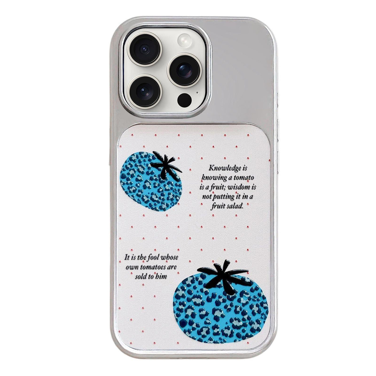 For iPhone 15 Pro Electroplated Silver Frame Glitter Embossed Phone Case - Leopard Tomato - EDA009745008A