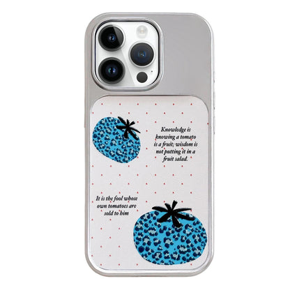 For iPhone 14 Pro Electroplated Silver Frame Glitter Embossed Phone Case - Leopard Tomato - EDA009745010A