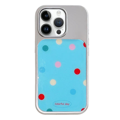 For iPhone 14 Pro Max Electroplated Silver Frame Glitter Embossed Phone Case - Color Point - EDA009745011F