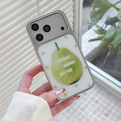 For iPhone 16 Electroplated Silver Frame Glitter Embossed Phone Case - Mint Green Star - EDA009745006D