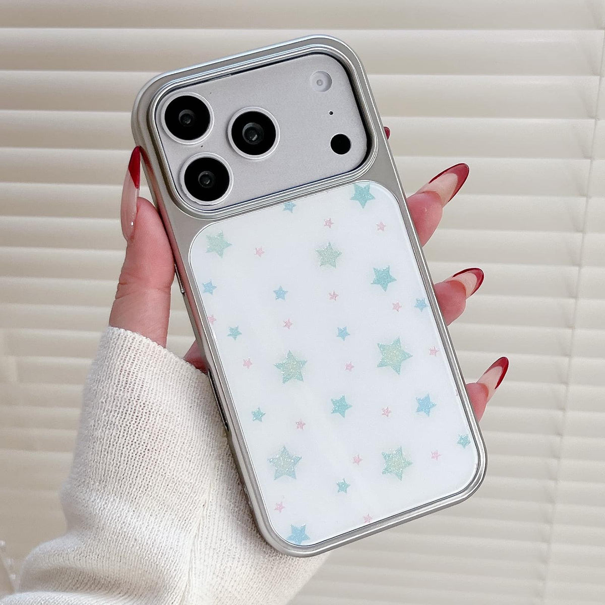 For iPhone 16 Pro Electroplated Silver Frame Glitter Embossed Phone Case - Black Mushroom - EDA009745005B