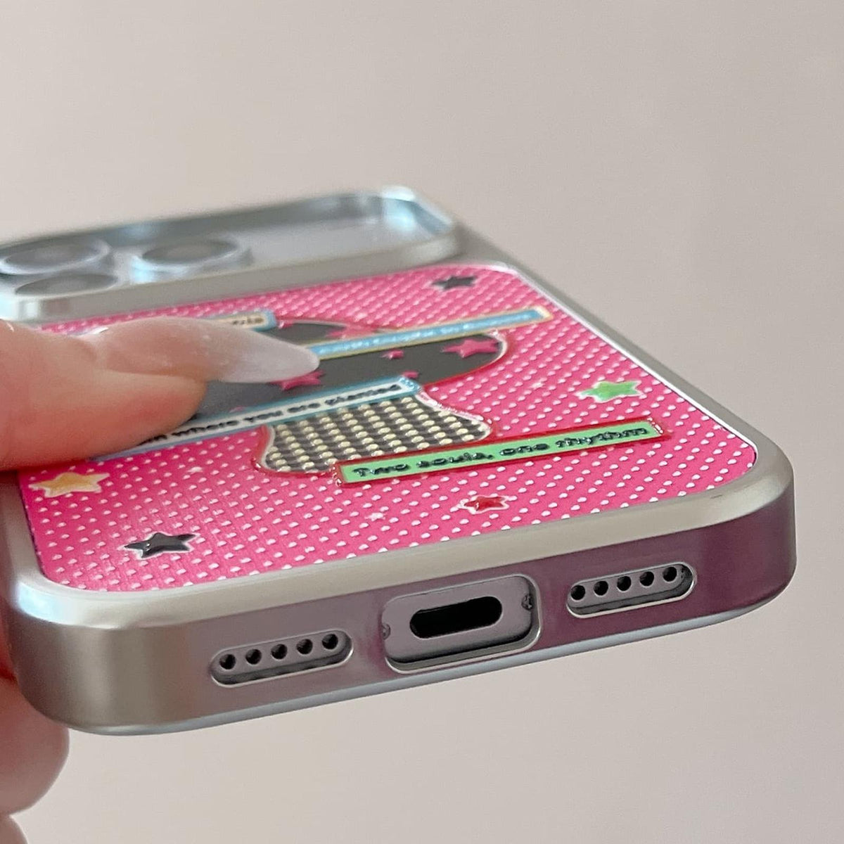 For iPhone 15 Pro Electroplated Silver Frame Glitter Embossed Phone Case - Leopard Tomato - EDA009745008A