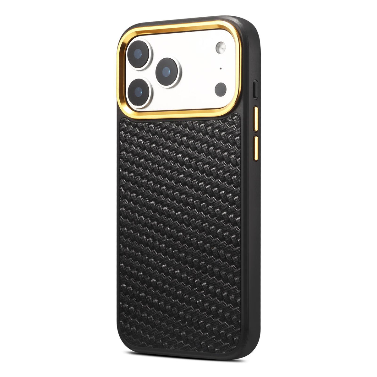 For iPhone 18 Pro / 17 Pro Denior A26+1 Leather Woven Twill Texture Phone Case - Black - EDA009745202A