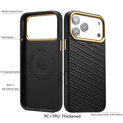 For iPhone 18 Pro / 17 Pro Denior A26+1 Leather Woven Twill Texture Phone Case - Black - EDA009745202A