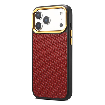 For iPhone 18 Pro / 17 Pro Denior A26+1 Leather Woven Twill Texture Phone Case - Red - EDA009745202B