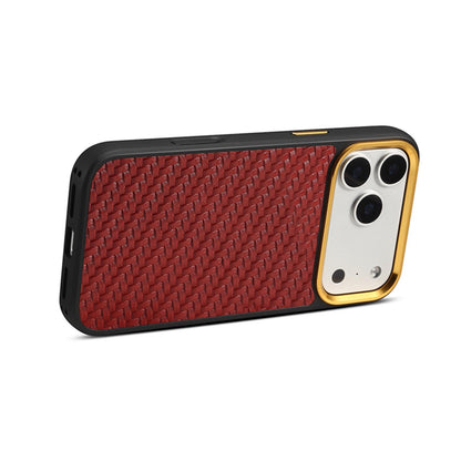 For iPhone 18 Pro / 17 Pro Denior A26+1 Leather Woven Twill Texture Phone Case - Red - EDA009745202B