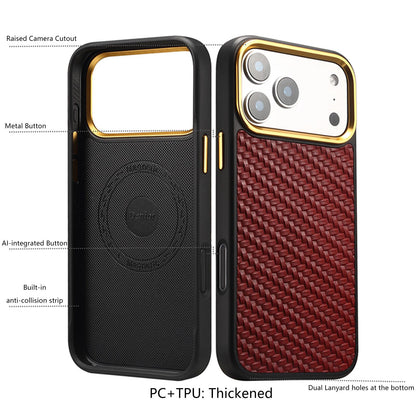For iPhone 18 Pro / 17 Pro Denior A26+1 Leather Woven Twill Texture Phone Case - Red - EDA009745202B