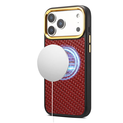 For iPhone 18 Pro / 17 Pro Denior A26+1 Leather Woven Twill Texture Phone Case - Red - EDA009745202B