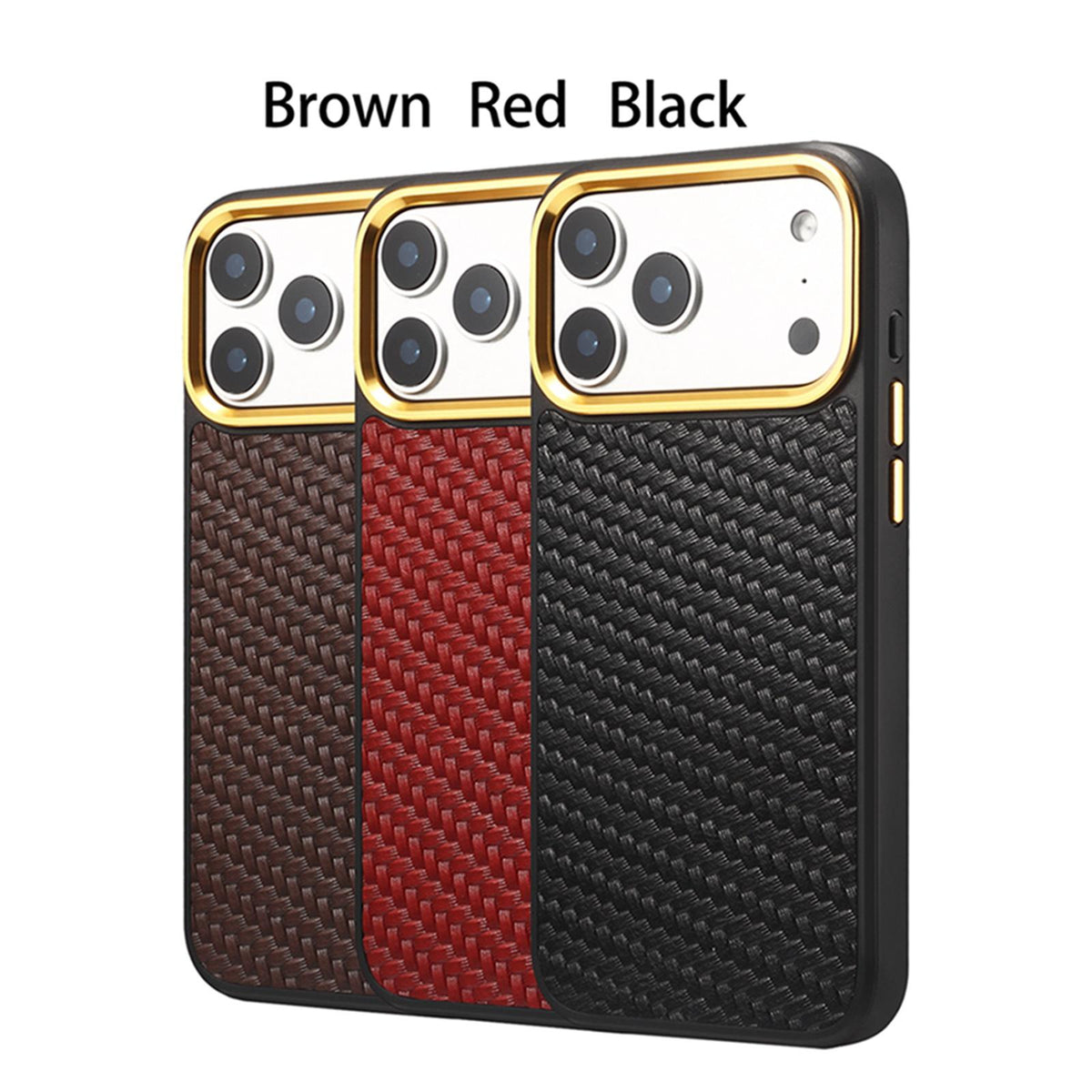 For iPhone 18 Pro / 17 Pro Denior A26+1 Leather Woven Twill Texture Phone Case - Brown - EDA009745202C