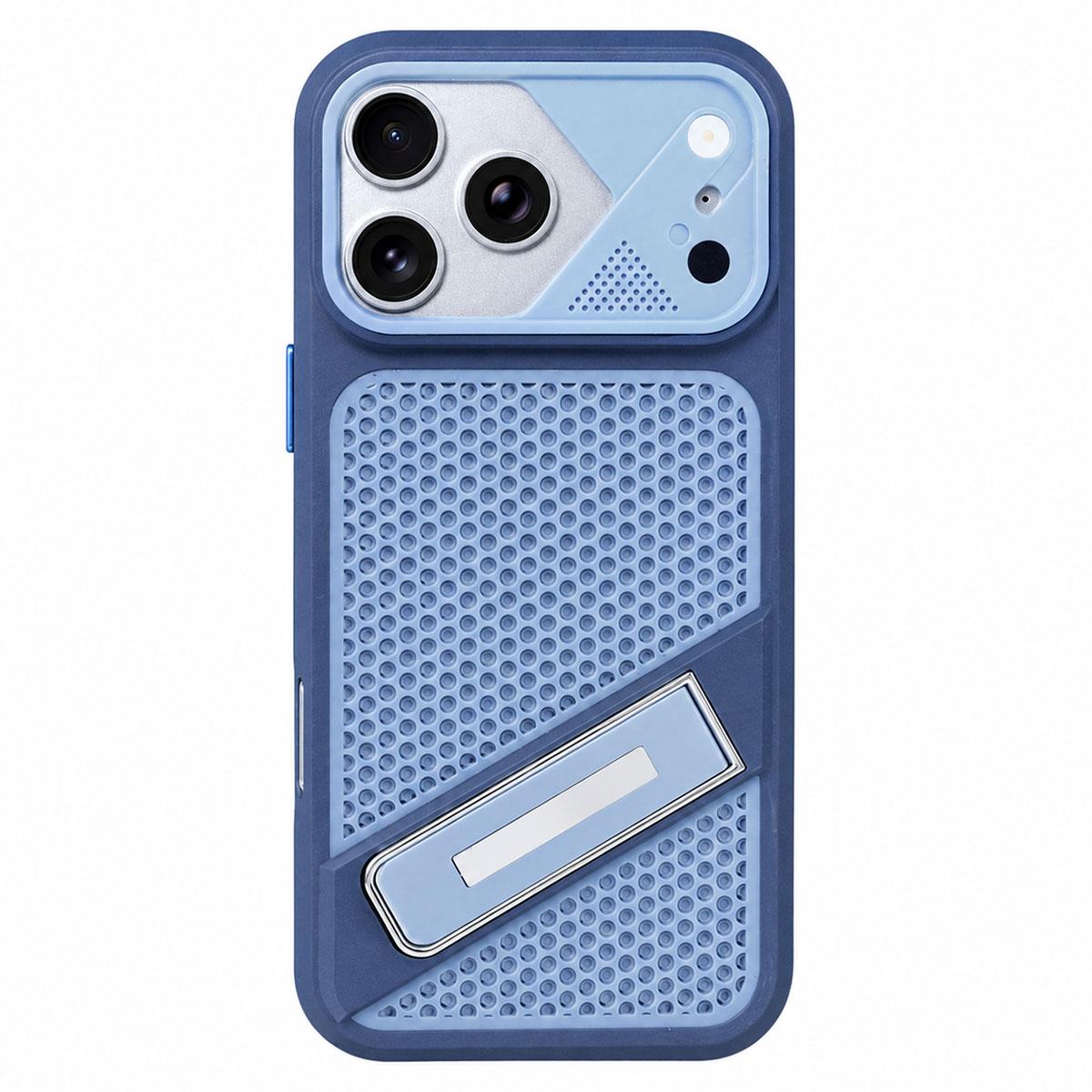 For iPhone 17 Pro Max Ice Peak Cooling Liquid Silicone Invisible Holder Phone Case - Blue - EDA009745501B