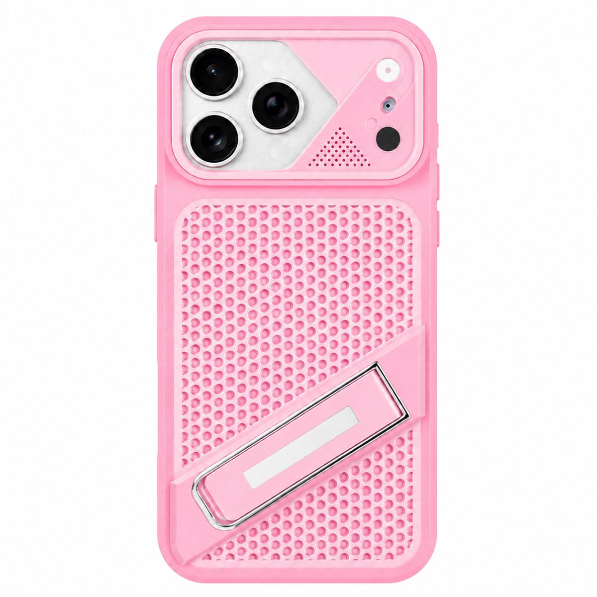 For iPhone 17 Pro Max Ice Peak Cooling Liquid Silicone Invisible Holder Phone Case - Pink - EDA009745501E