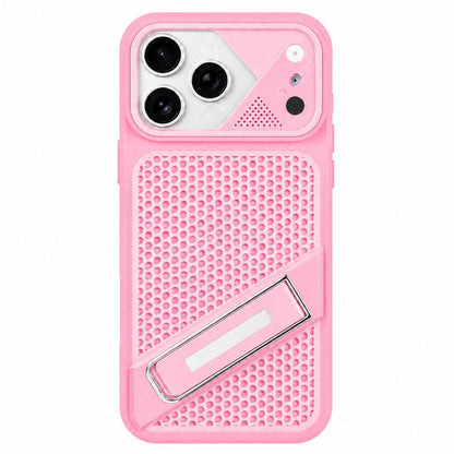 For iPhone 17 Pro Max Ice Peak Cooling Liquid Silicone Invisible Holder Phone Case - Pink - EDA009745501E