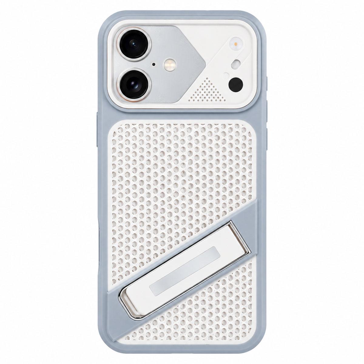 For iPhone 17 Ice Peak Cooling Liquid Silicone Invisible Holder Phone Case - Grey - EDA009745503C