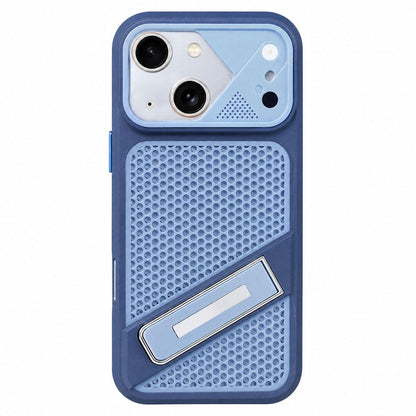 For iPhone 15 Plus Ice Peak Cooling Liquid Silicone Invisible Holder Phone Case - Blue - EDA009745510B