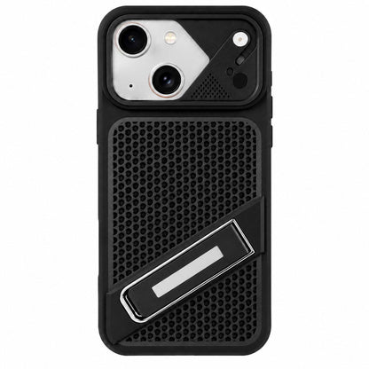 For iPhone 14 Plus Ice Peak Cooling Liquid Silicone Invisible Holder Phone Case - Black - EDA009745512D