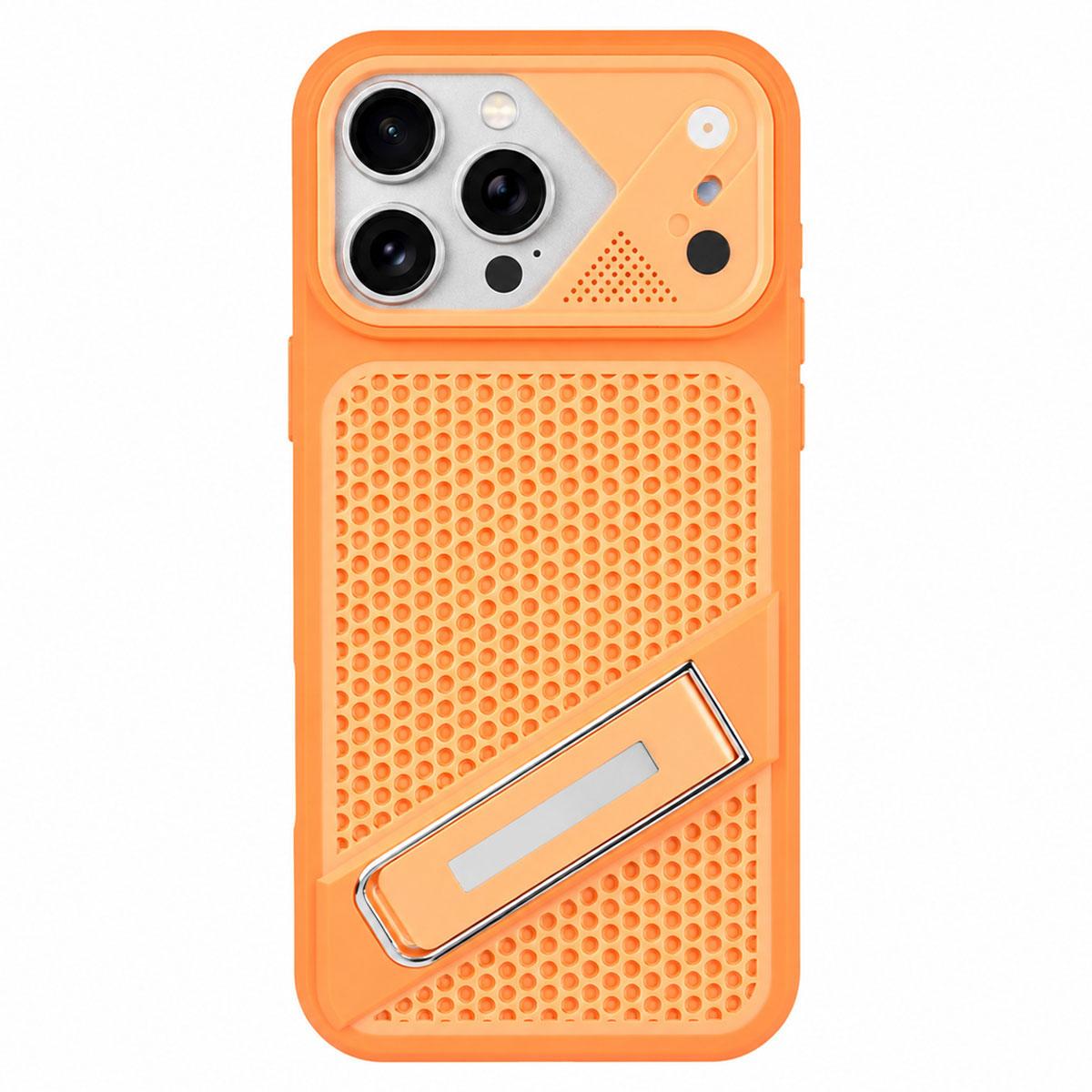 For iPhone 14 Pro Max Ice Peak Cooling Liquid Silicone Invisible Holder Phone Case - Orange - EDA009745515A