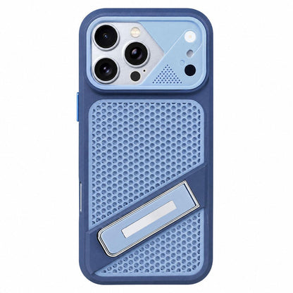 For iPhone 14 Pro Max Ice Peak Cooling Liquid Silicone Invisible Holder Phone Case - Blue - EDA009745515B