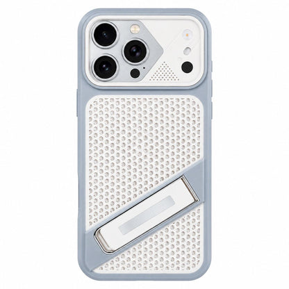 For iPhone 14 Pro Max Ice Peak Cooling Liquid Silicone Invisible Holder Phone Case - Grey - EDA009745515C