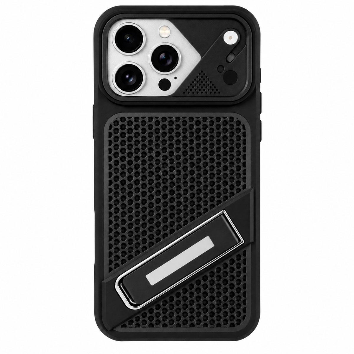 For iPhone 14 Pro Max Ice Peak Cooling Liquid Silicone Invisible Holder Phone Case - Black - EDA009745515D