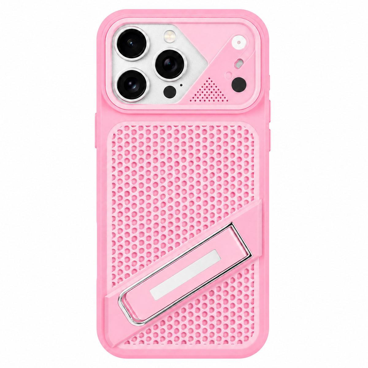 For iPhone 14 Pro Max Ice Peak Cooling Liquid Silicone Invisible Holder Phone Case - Pink - EDA009745515E