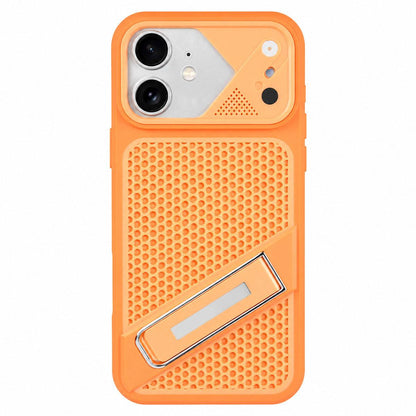 For iPhone 11 Ice Peak Cooling Liquid Silicone Invisible Holder Phone Case - Orange - EDA009745522A