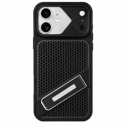 For iPhone 11 Ice Peak Cooling Liquid Silicone Invisible Holder Phone Case - Black - EDA009745522D