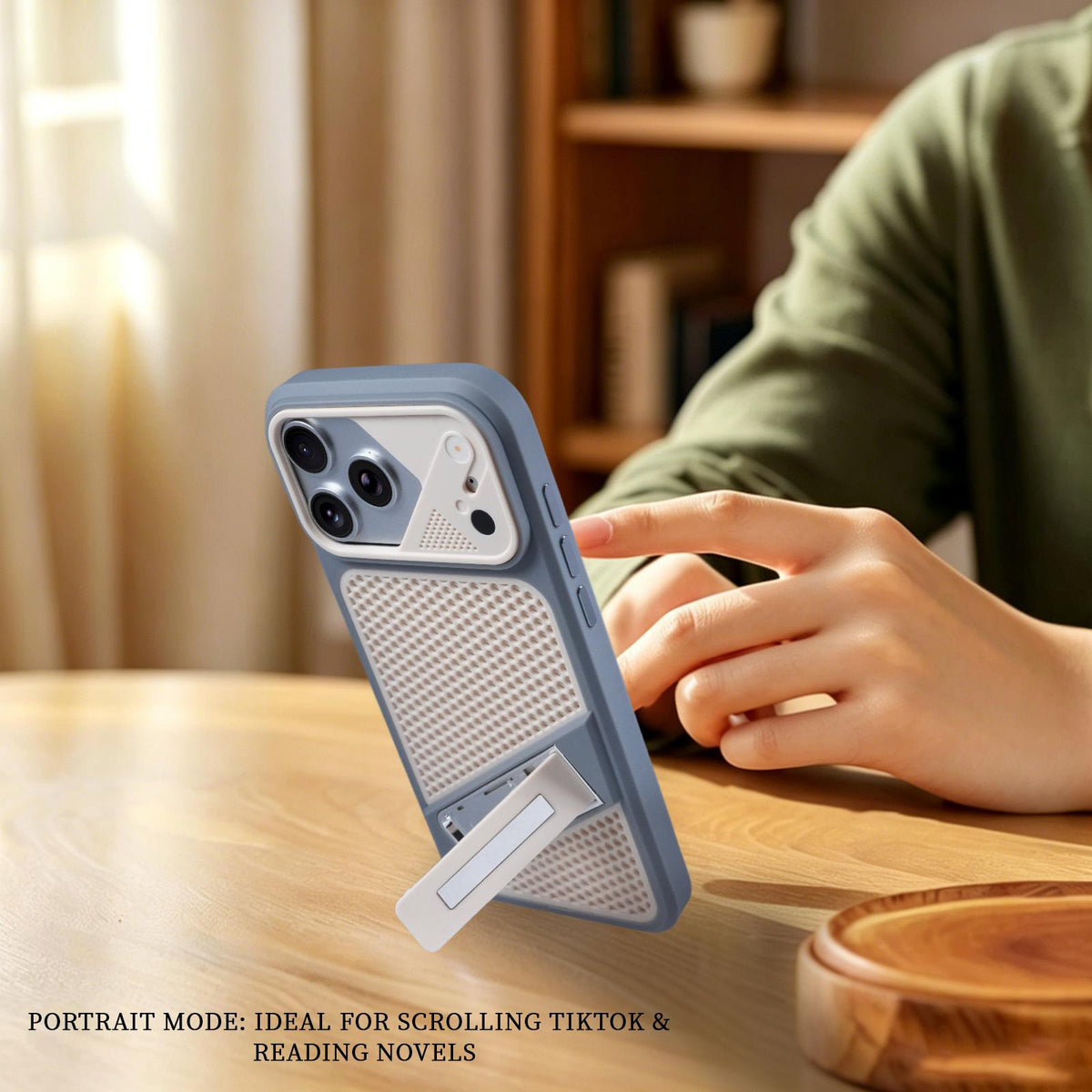For iPhone 11 Ice Peak Cooling Liquid Silicone Invisible Holder Phone Case - Blue - EDA009745522B