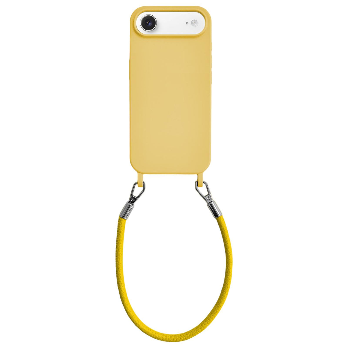 For iPhone Air Integrated Lanyard Loops Shockproof Silicone Phone Case with Leather Hand Lanyard - Yellow - EDA009745904G