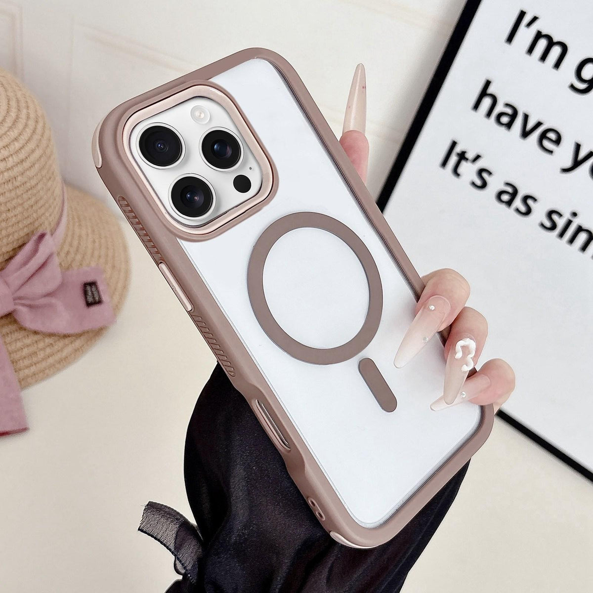 For iPhone 16 Pro Max Cool 3 in 1 Magnetic Anti-slip Edge Phone Case - Desert Gold - EDA009746005B