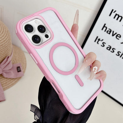 For iPhone 16 Pro Max Cool 3 in 1 Magnetic Anti-slip Edge Phone Case - Pink - EDA009746005F