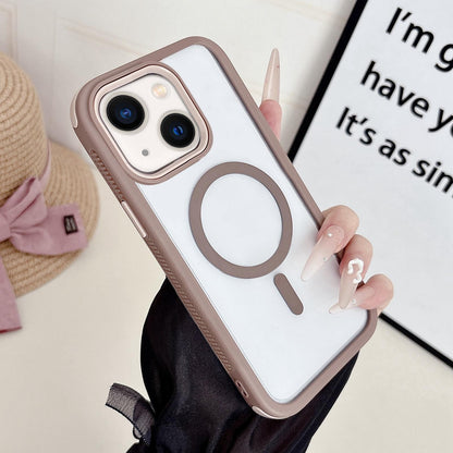 For iPhone 14 Cool 3 in 1 Magnetic Anti-slip Edge Phone Case - Desert Gold - EDA009746013B