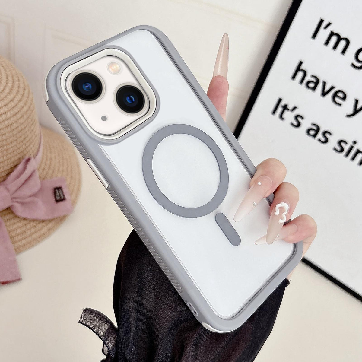 For iPhone 14 Cool 3 in 1 Magnetic Anti-slip Edge Phone Case - Grey - EDA009746013G
