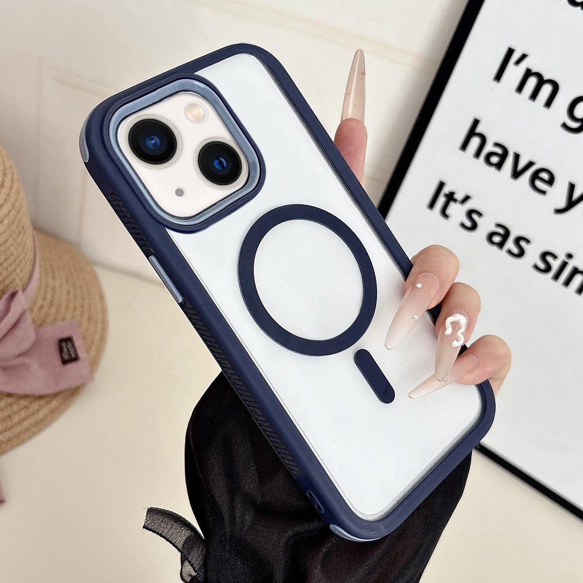 For iPhone 13 Cool 3 in 1 Magnetic Anti-slip Edge Phone Case - Royal Blue - EDA009746018D