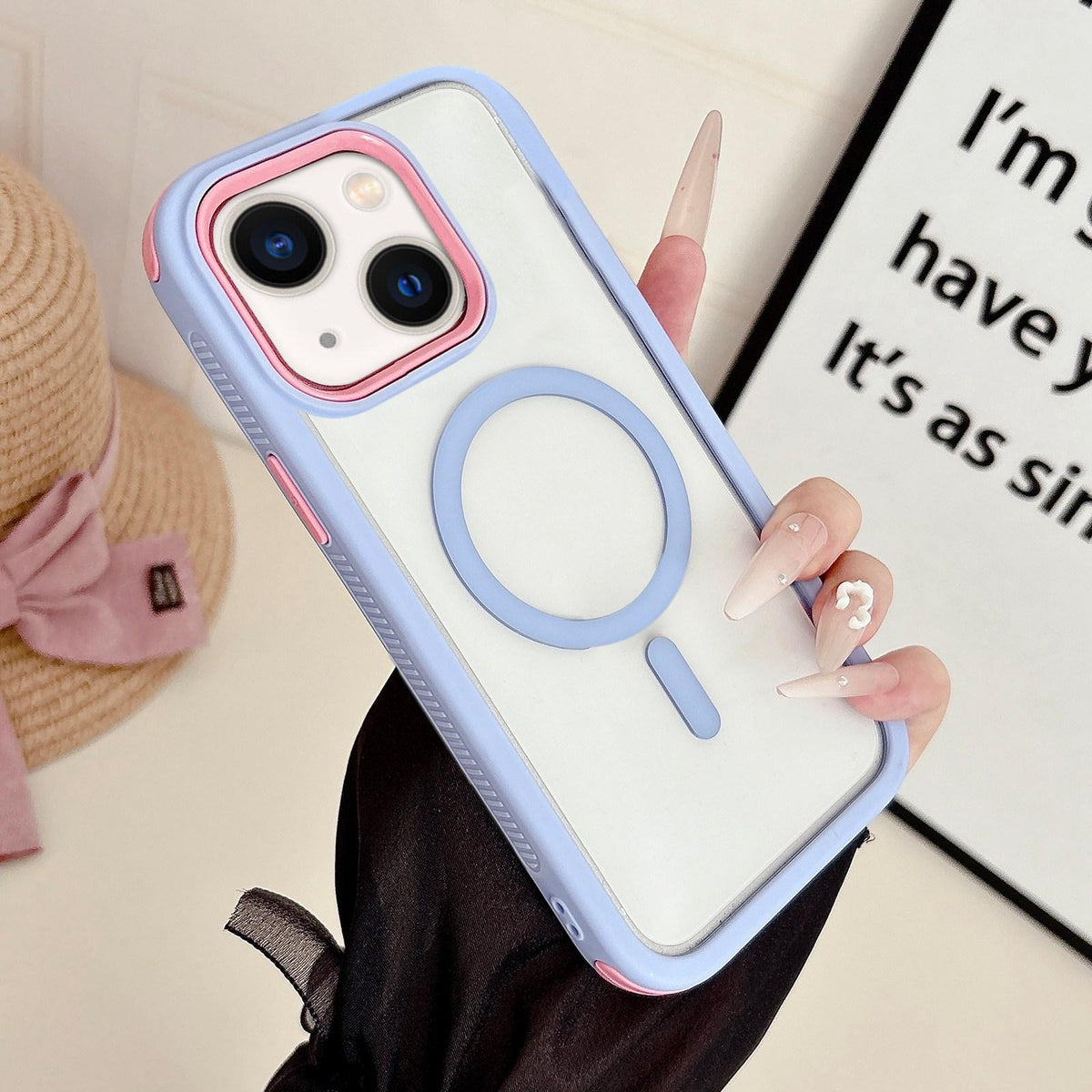For iPhone 13 Cool 3 in 1 Magnetic Anti-slip Edge Phone Case - Light Purple - EDA009746018J