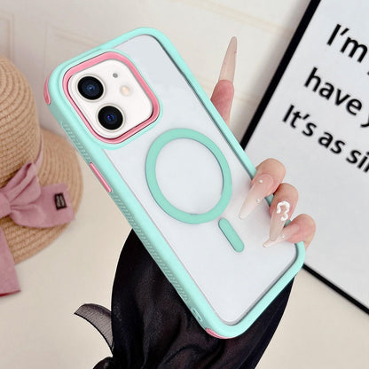 For iPhone 11 Cool 3 in 1 Magnetic Anti-slip Edge Phone Case - Elegant Cyan - EDA009746023I