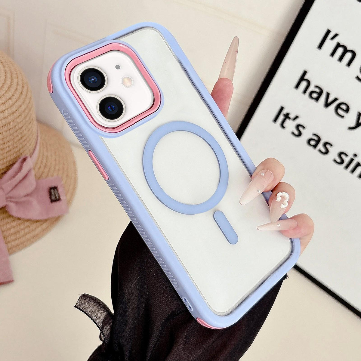 For iPhone 11 Cool 3 in 1 Magnetic Anti-slip Edge Phone Case - Light Purple - EDA009746023J