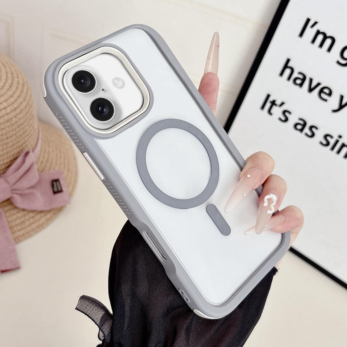 For iPhone 16 Plus Cool 3 in 1 Magnetic Anti-slip Edge Phone Case - Grey - EDA009746024G