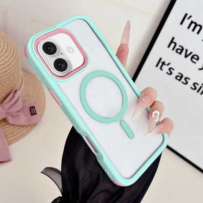 For iPhone 16 Plus Cool 3 in 1 Magnetic Anti-slip Edge Phone Case - Elegant Cyan - EDA009746024I