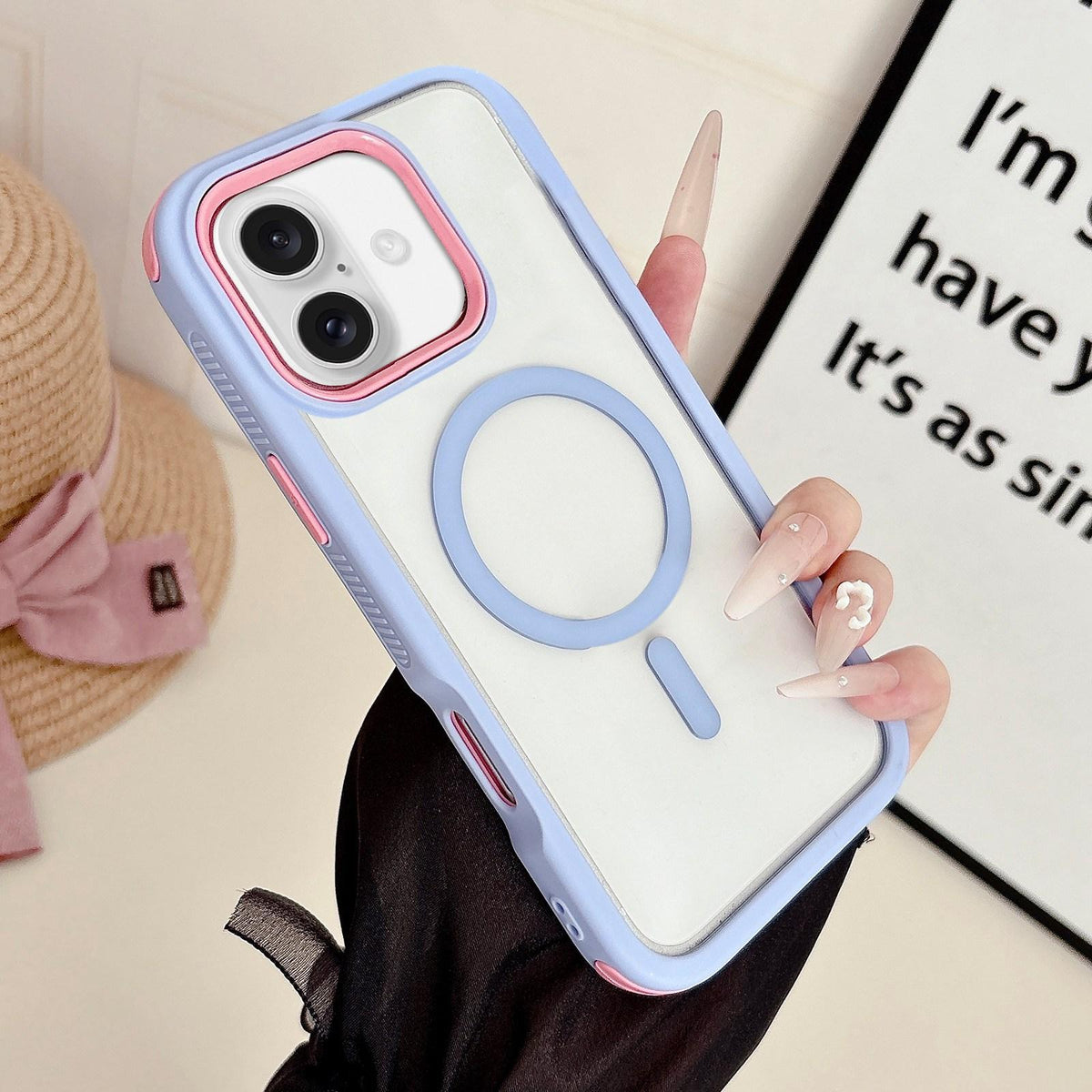 For iPhone 16 Plus Cool 3 in 1 Magnetic Anti-slip Edge Phone Case - Light Purple - EDA009746024J