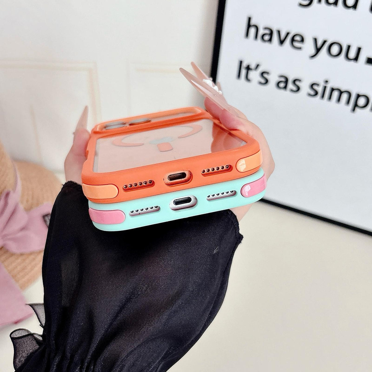 For iPhone 16 Pro Max Cool 3 in 1 Magnetic Anti-slip Edge Phone Case - Orange - EDA009746005A