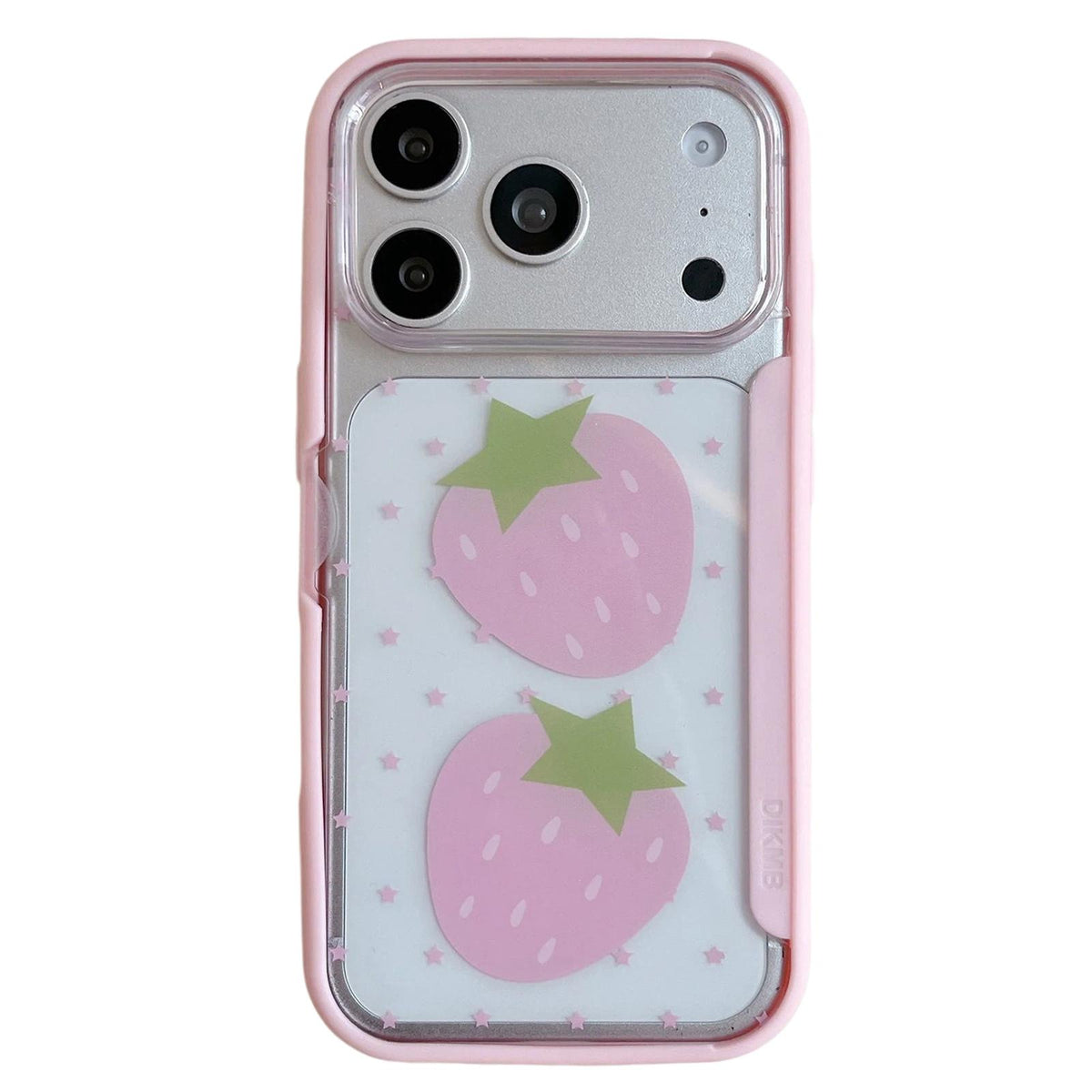 For iPhone 17 Pro Max Back Board Flip Stand Design Shockproof Phone Case - Strawberries - EDA009746801D