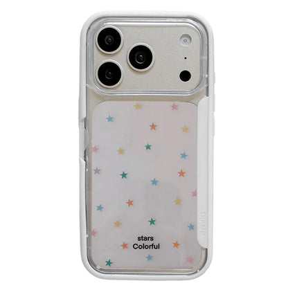 For iPhone 17 Pro Back Board Flip Stand Design Shockproof Phone Case - Stars-White - EDA009746802C