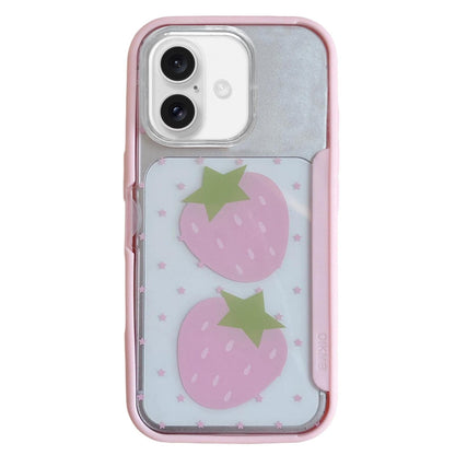 For iPhone 17 Back Board Flip Stand Design Shockproof Phone Case - Strawberries - EDA009746803D