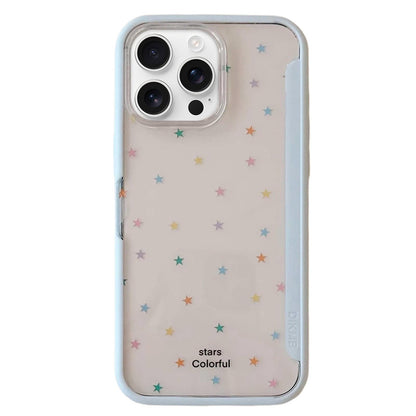 For iPhone 16 Pro Back Board Flip Stand Design Shockproof Phone Case - Stars-Blue - EDA009746805B